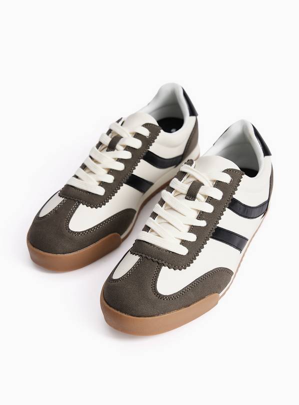 White Faux Leather Retro Trainers 9
